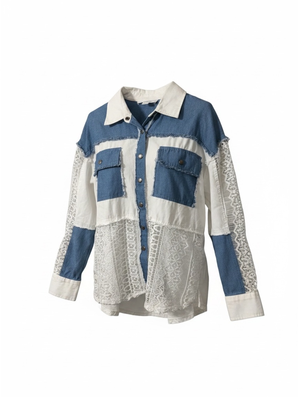 Bunulu Denim & Lace Parchwork Shacket Size Large